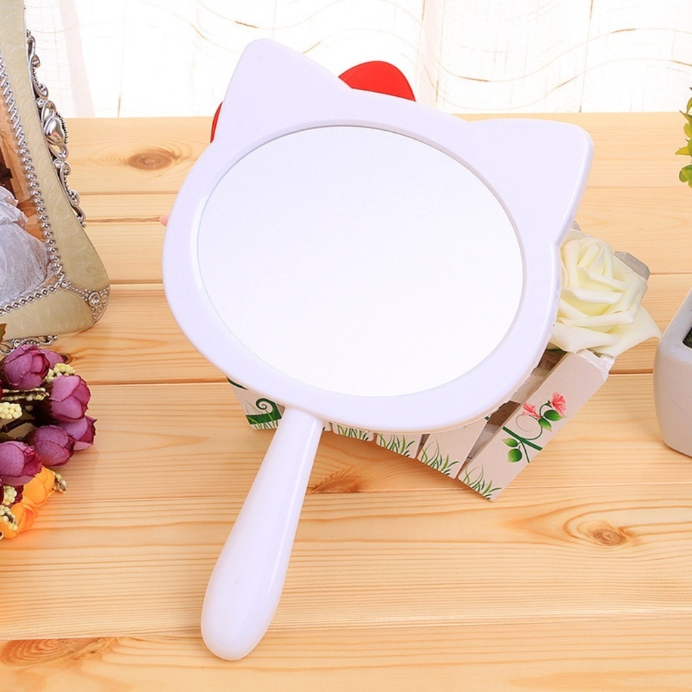 Hello Kitty Hand Mirror White Red with Bow Oval Mirror Vanity Mirror Hand Mirror - Picture 3 of 3